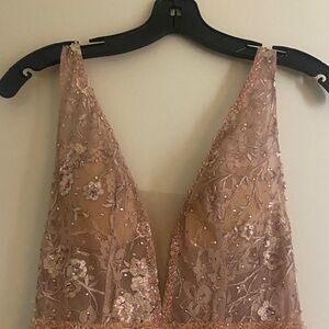 Mac Duggal Floral Lace Bralette - Blush